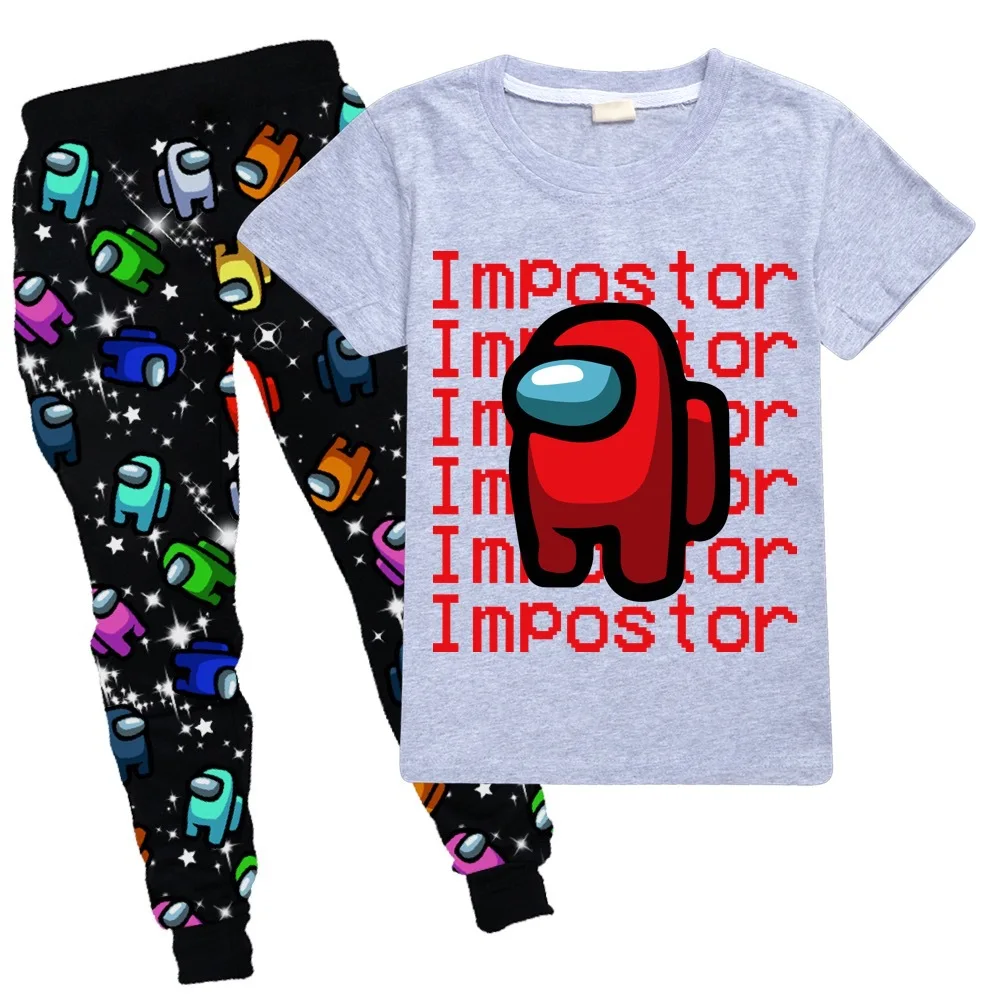 

New Kids Among Us Short Sleeved Trouser Suits for Children Boy and Girl Children Wear 2-16 Y Boutique Kids Clothing Kids Fashion