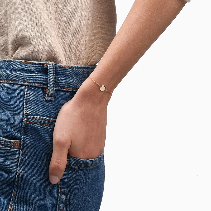 В Корейском стиле Простой браслет с дисками Для женщин позолоченный