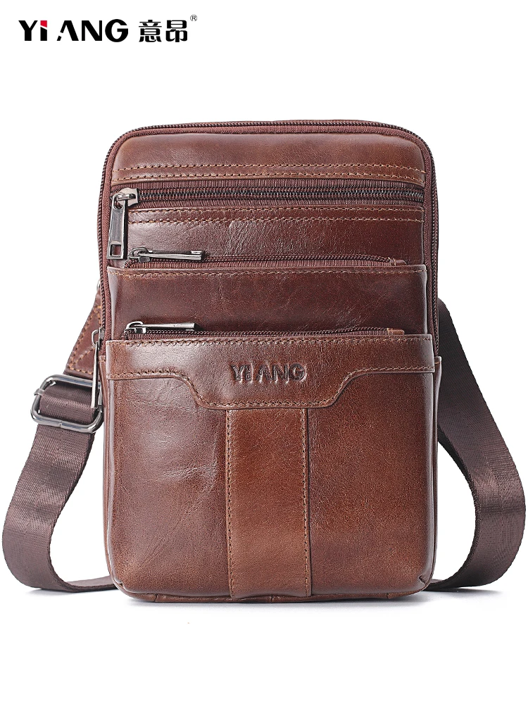 Мужская Наплечная Сумка винтажная сумка мессенджер из натуральной кожи Боковая