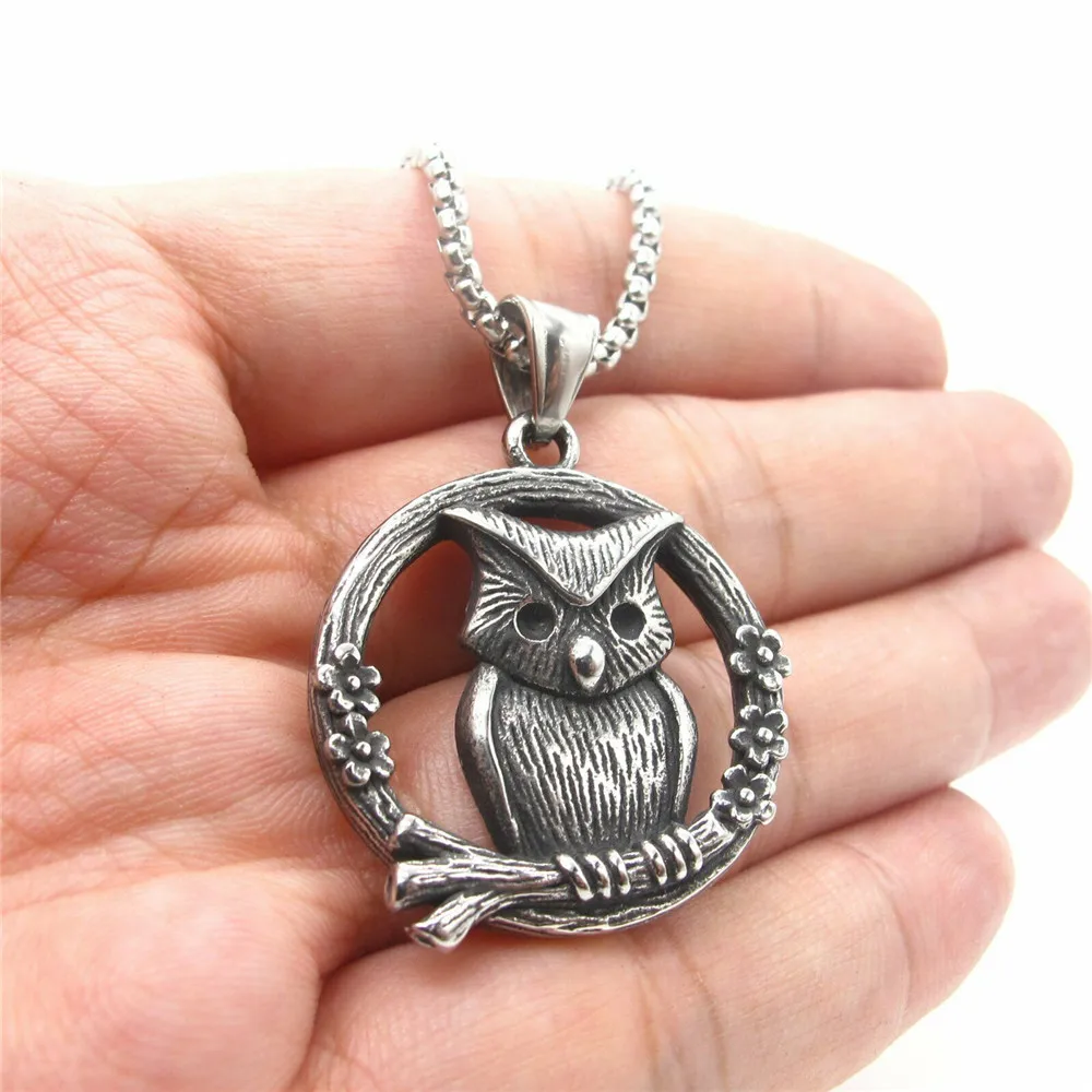 

Vintage Style Stainless Steel Cute Owl Bird Pendant Necklace Girl Jewelry