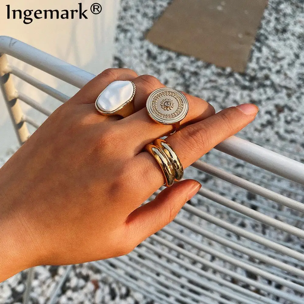 Ingemark богемные летние обручальные кольца для женщин Белый Золотой Цвет Винтаж 2020