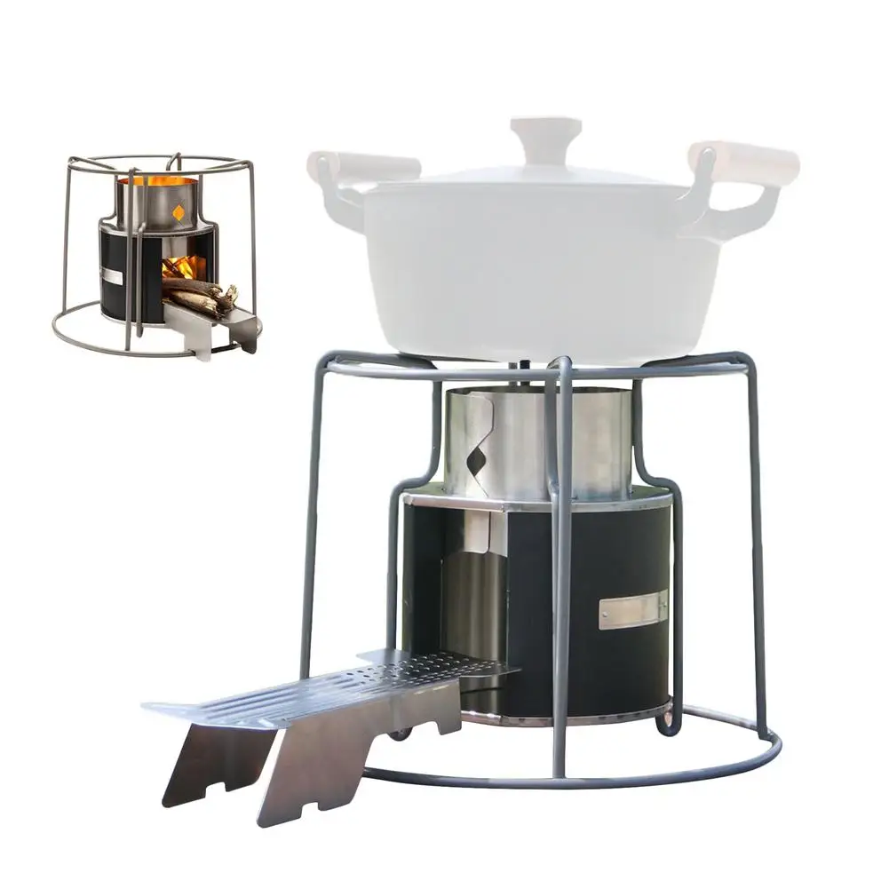 

Camping Wood Stove Portable Firewood Burners Stainless SteelOutdoor Picnic Wooden Long Lasting Burning Stove For BBQ Trekking