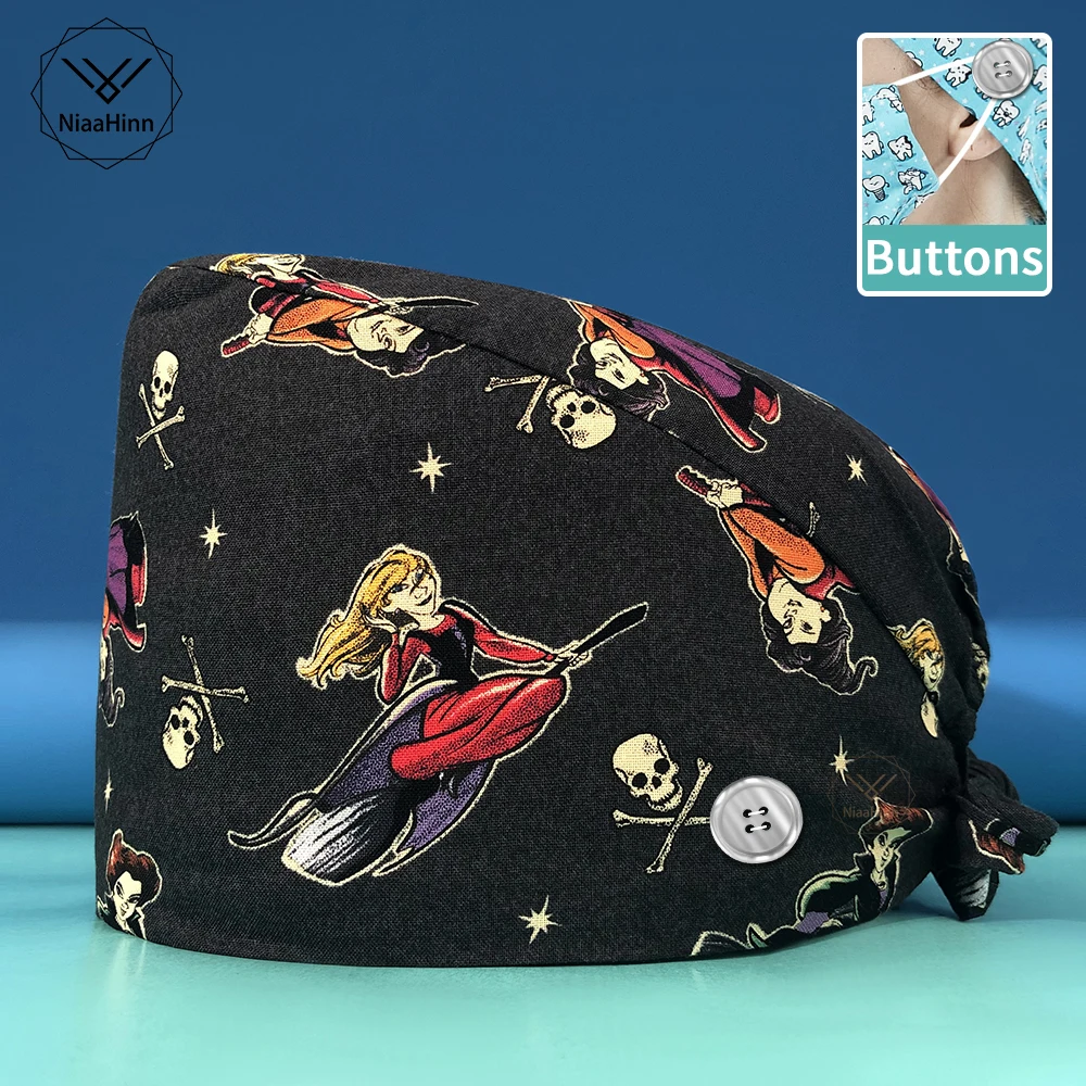 

Unisex Scrub Work Cap Beauty Salon Nurse Printed Pet Care Cap Doctor Elastic Scrub Cap Medical Accessories Surgical Cap New