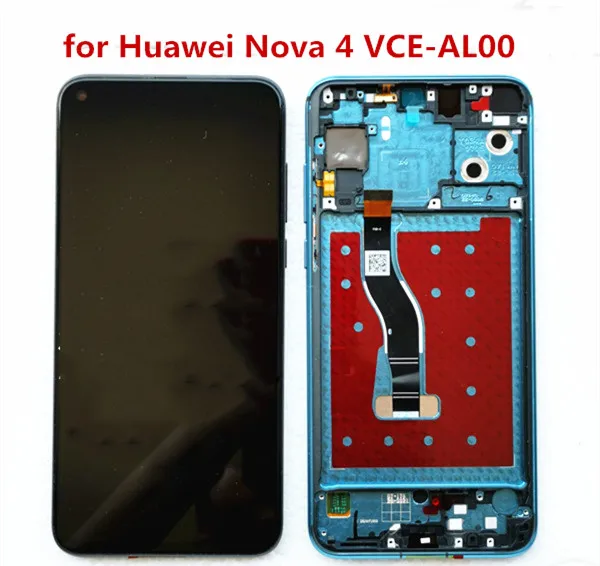 

100%original lcd display for Huawei Nova 4 VCE-AL00 VCE-TL00 Replacement with frame Touch Screen Digitizer +gift