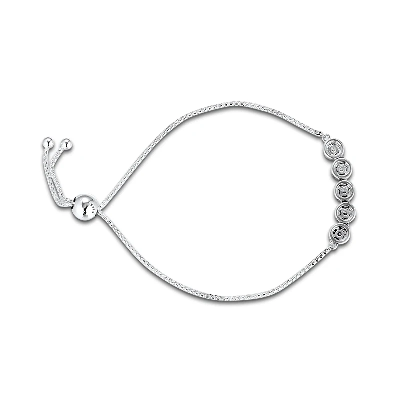 

Round Sparking Slider Bracelet 925 Sterling Silver Jewelry Fashion Bracelets For Woman DIY Fashion Jewelry Making