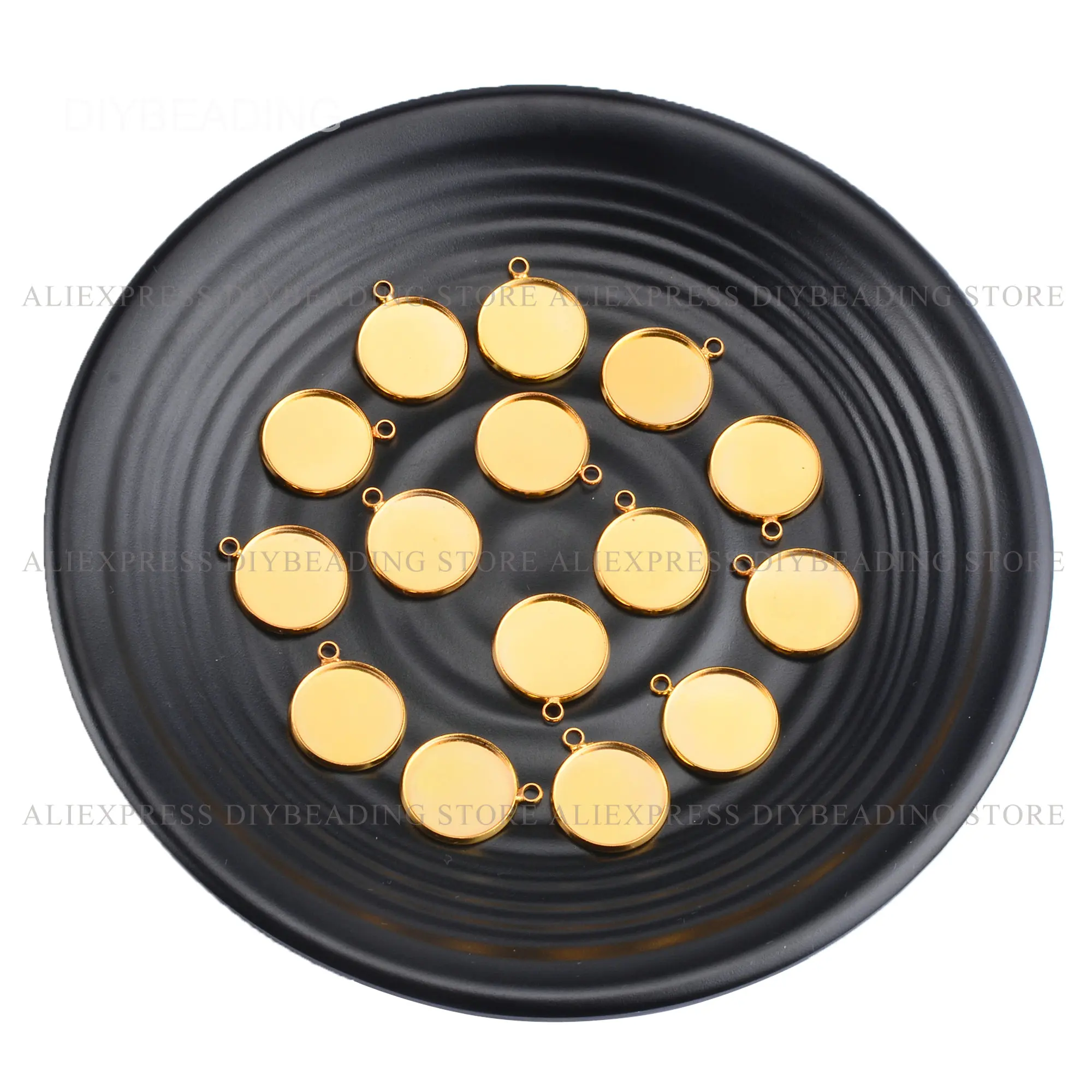 

20-500 Pcs Bezel Blanks/Round Bezel Tray Setting Cup/Cabochon Blank Setting/Gold Plated Brass Round Tray Pendant(Inner 10-25mm)