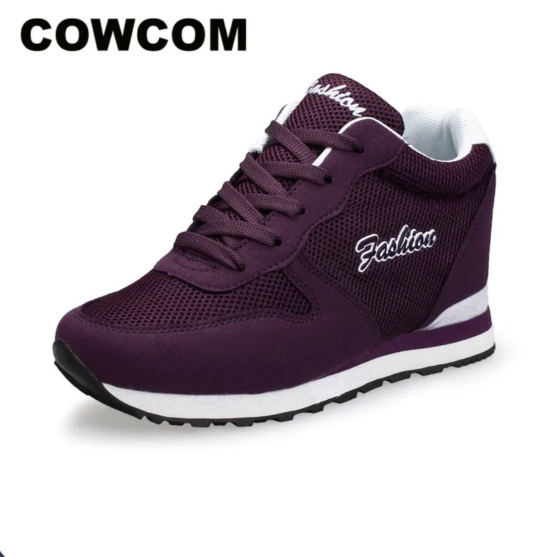 COWCOM Women's Shoes Sneakers Leisure Increased Single Women's Shoes High Top Sneakers Shoes Woman Women Wedge Shoes CYL-101