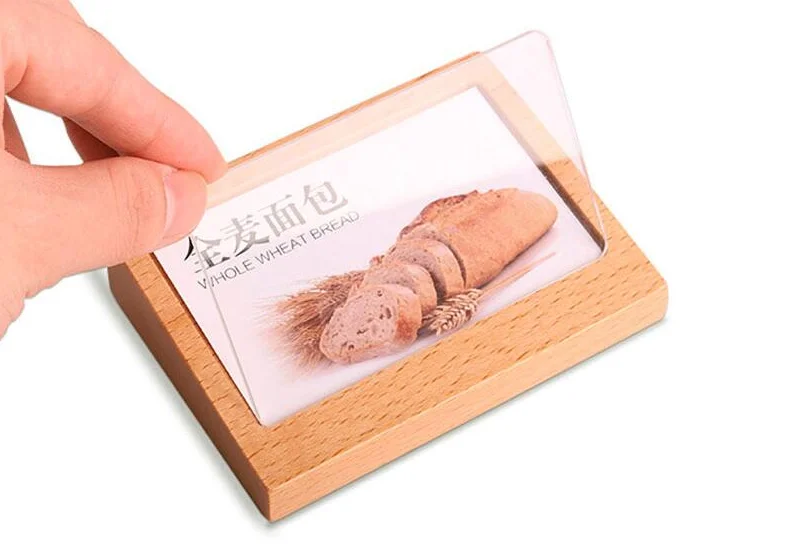 

100*70mm Solid Wood Acrylic Advertising Poster Photo Display Frame Menu Card Sign Holder