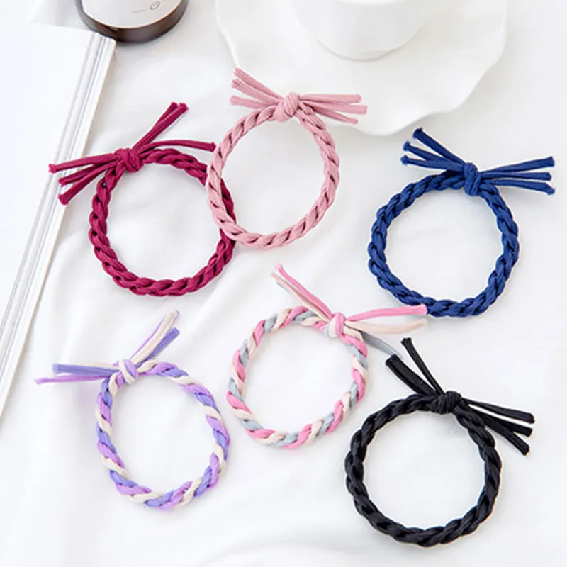 

2PC Hair Ring Simple Fashion Handmade Woven Colorful Elastic Rubber Band Hair Ties Ponytail Rope Holder Hair Accessories Bohemia