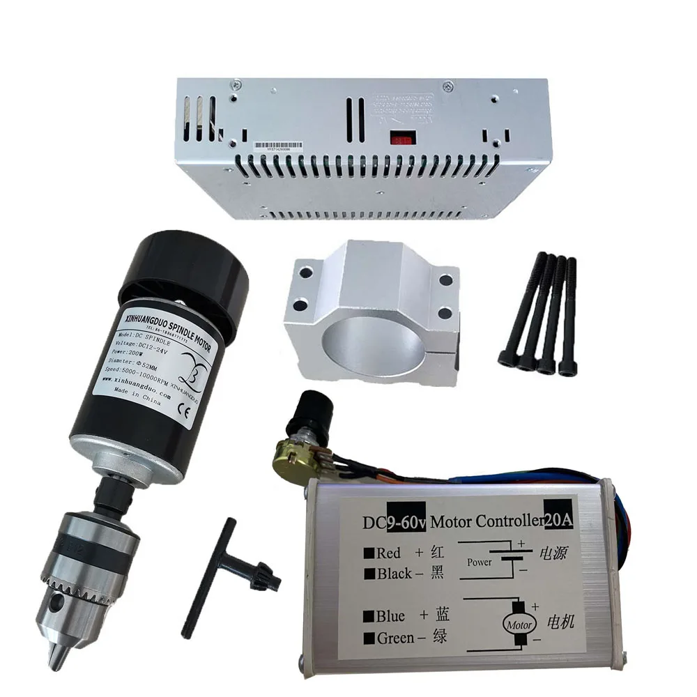 Двигатель шпинделя с воздушным охлаждением 0 2 кВт двигатель ЧПУ 200 Вт + зажим для