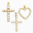 OCESRIO DIY Радужный маленький жемчужный крест Подвеска для женщин ювелирные изделия Сердце CZ для ювелирных компонентов Ожерелье Подвеска pdta135