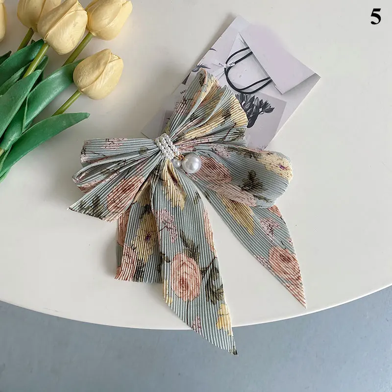 

Pearl big bow hair clip fashion hair accessories women's fabric folds flower spring clip back top hairpin cute headwear boutique
