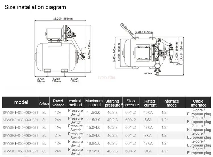 8L нержавеющая сталь давление колодезной воды большой поток мембранный насос для