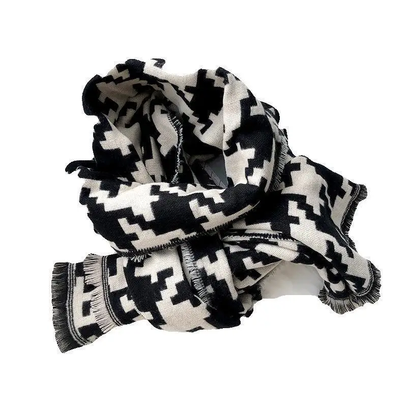 

2020 New Autumn and Winter Korean Style All-match Scarf Oversized Houndstooth Super Soft Texture Female Fashion Shawl