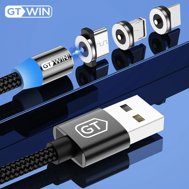 GTWIN 1 м/2 м/3 м Магнитный кабель Micro usb type C Быстрая зарядка Магнитный зарядный провод Зарядка для iphone X Xr Xs xiaomi redmi note 7