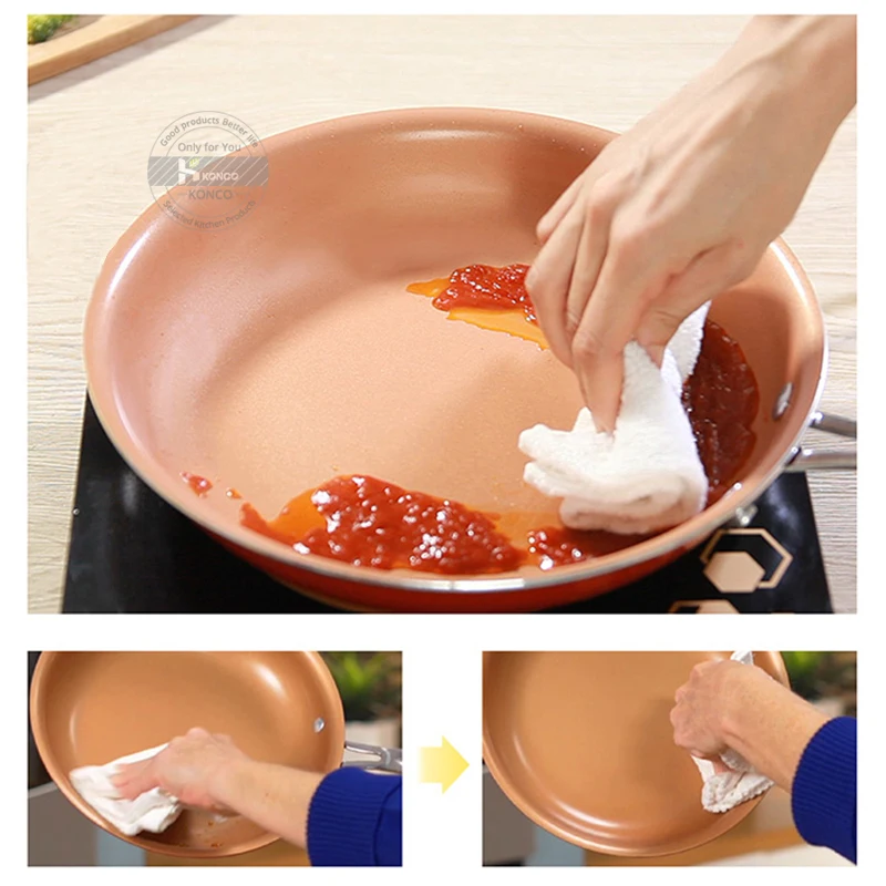 Медные сковороды и кастрюли Konco с керамическим покрытием Индукционная кухонная