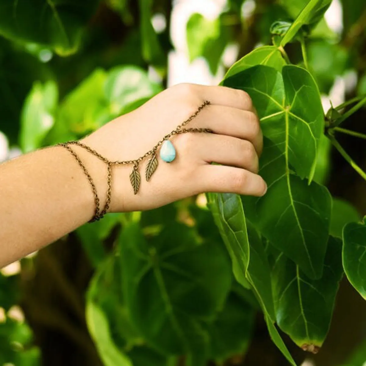 Браслет из соснового камня ручной работы Женская цепочка на палец ювелирное