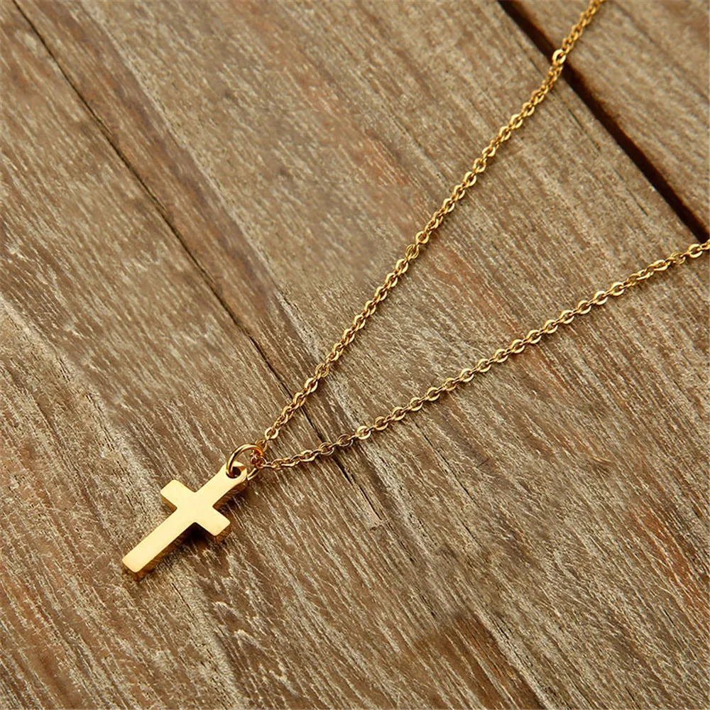 Женская цепочка с кулоном в виде креста из нержавеющей стали|Ожерелья подвеской|