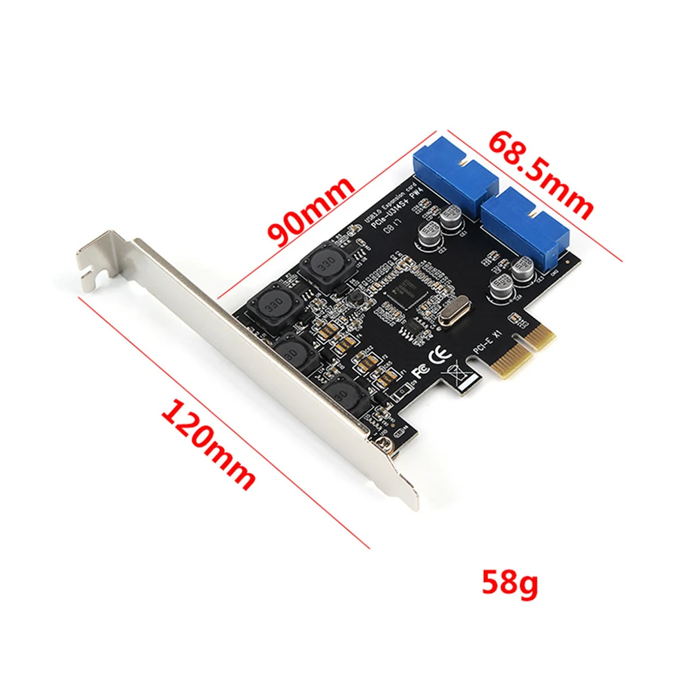 Двойная 19Pin USB 3 0 Header PCI экспресс карта 2 порта 20 контактный штекер к e адаптеру