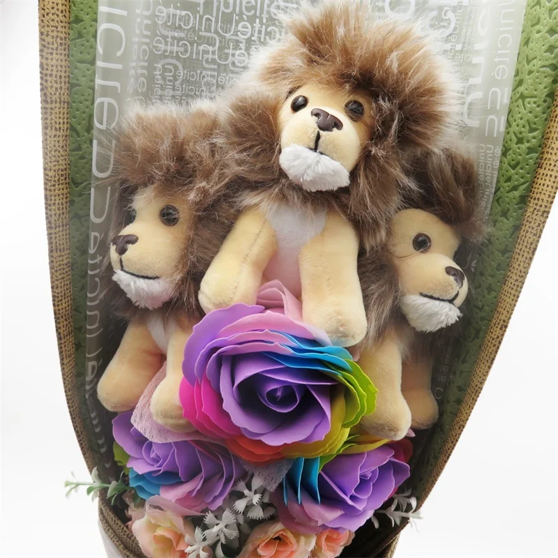 

Lion Plush Cartoon Bouquet Stuffed Animals Home Decoration Creative Valentine's Day Graduation Gift