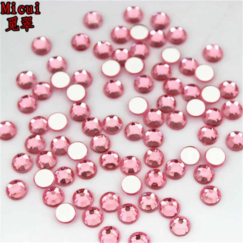 Pink Micui круглые акриловые Стразы без горячей фиксации с плоской задней стороной, Кристальные AB 3D Стразы для нейл-арта, украшения для одежды MC258 - Цвет: Pink