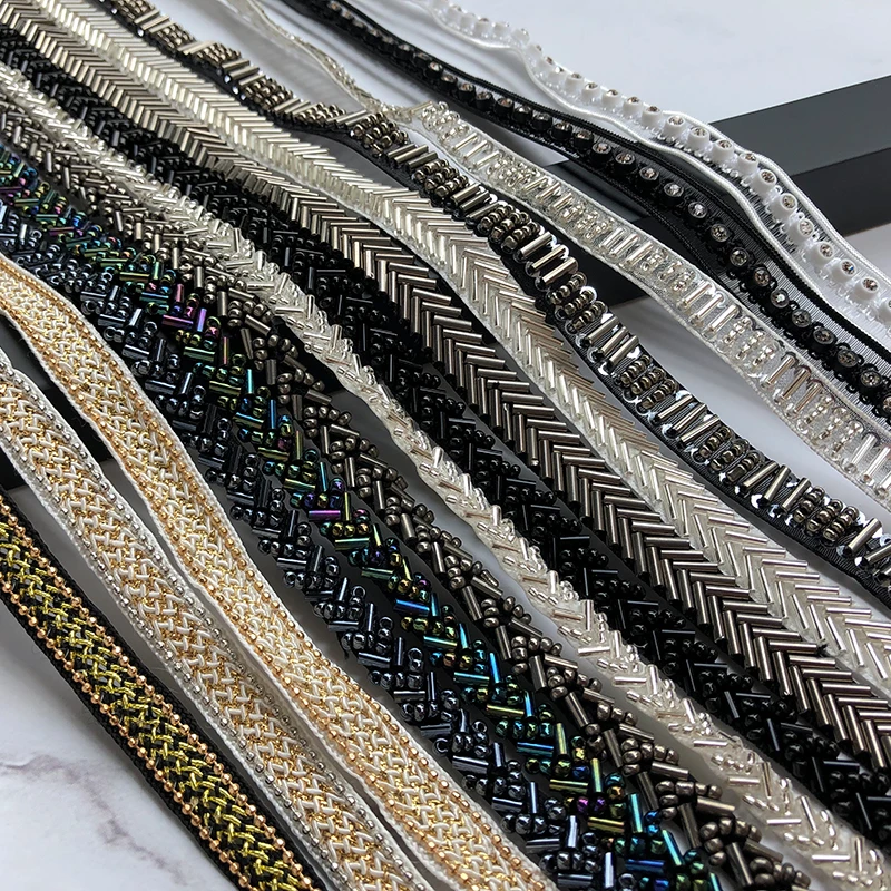 1/2 ярдов белый/черный жемчуг кружевная отделка лента ткань сделай сам воротник