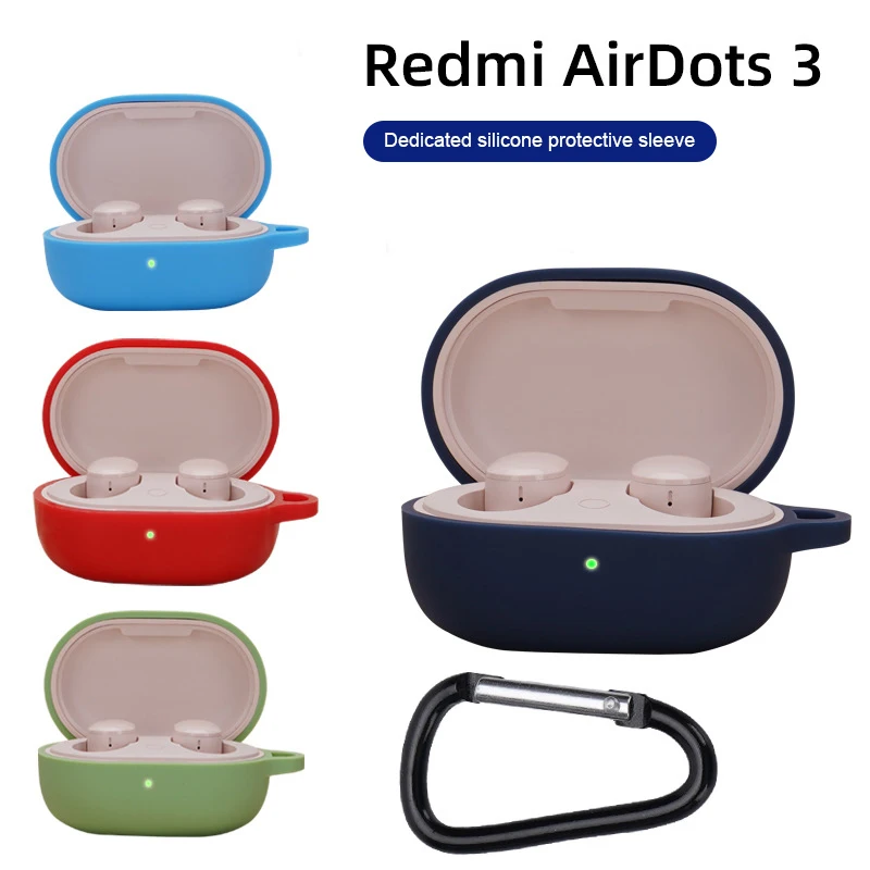 

Однотонный Мягкий силиконовый чехол для Redmi AirDots 3 с защитой от царапин и крючком