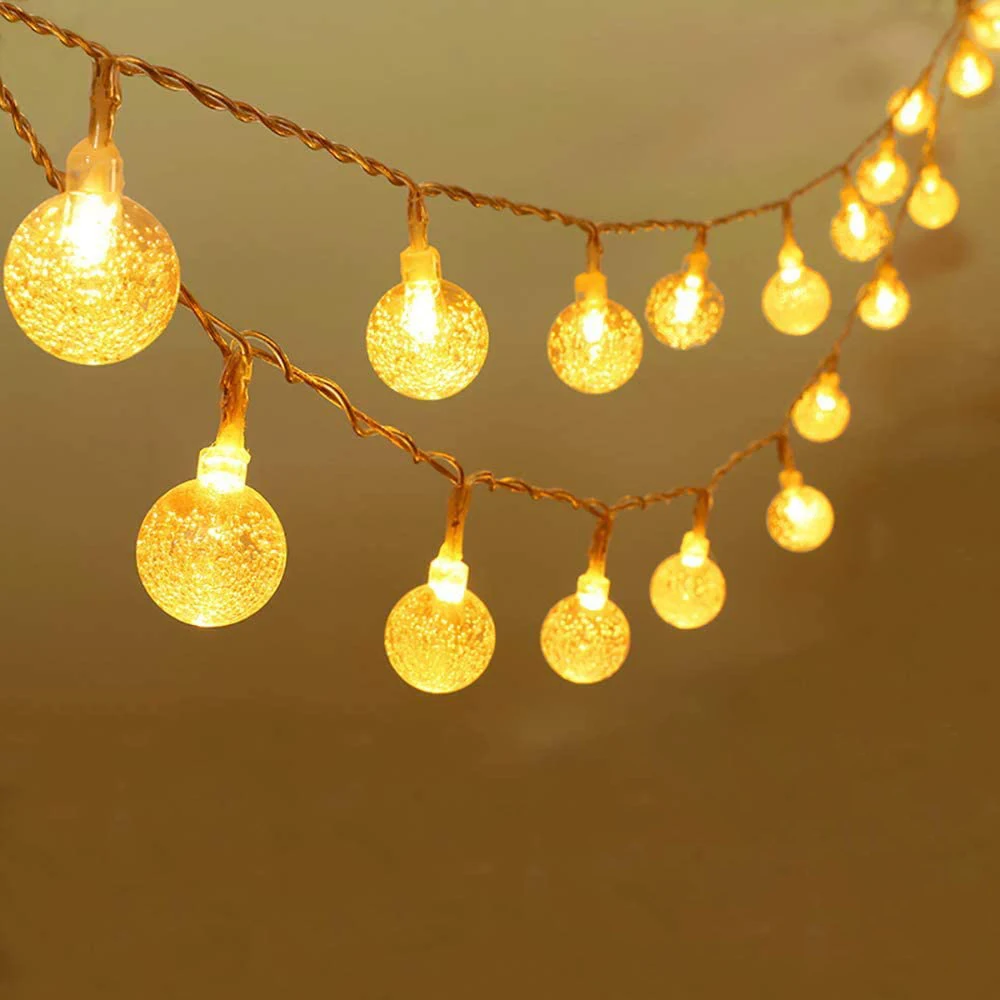 Рождественская гирлянда с хрустальными шарами питание от батарейки 6 м капли