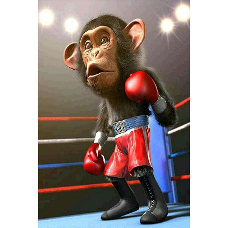 

5d Diy алмазная живопись боксерская обезьяна полная квадратная круглая Алмазная вышивка мозаика Стразы Вышивка крестиком ручная работа дома...