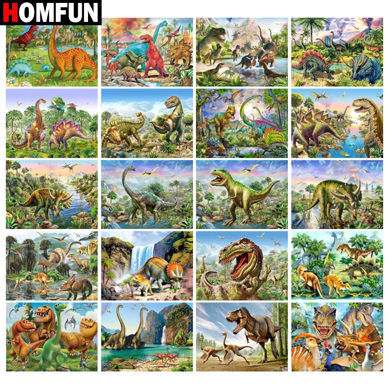 Алмазная живопись HOMFUN вышивка крестиком динозавр полноразмерная квадратная