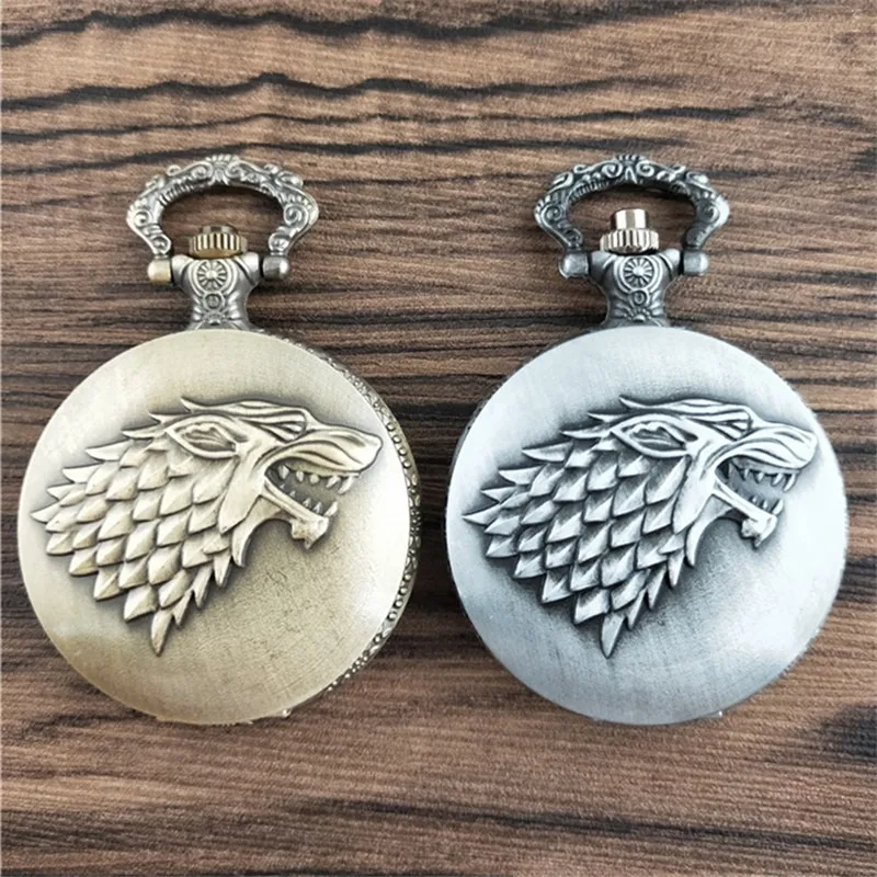 Dire Wolf скоро зима Игра престолов крест Старка дом кварцевые карманные часы для