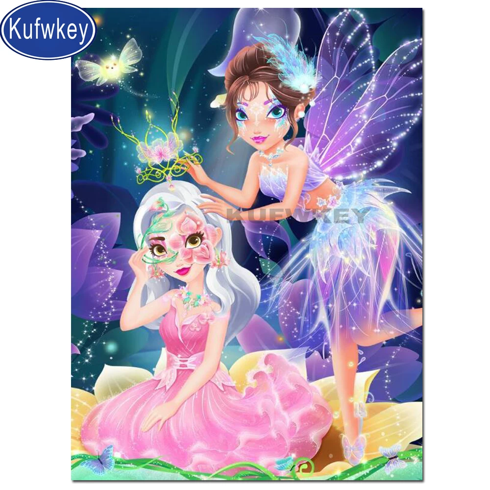 3d diy мультфильм принцесса ангел алмазная живопись полный квадратный круглый