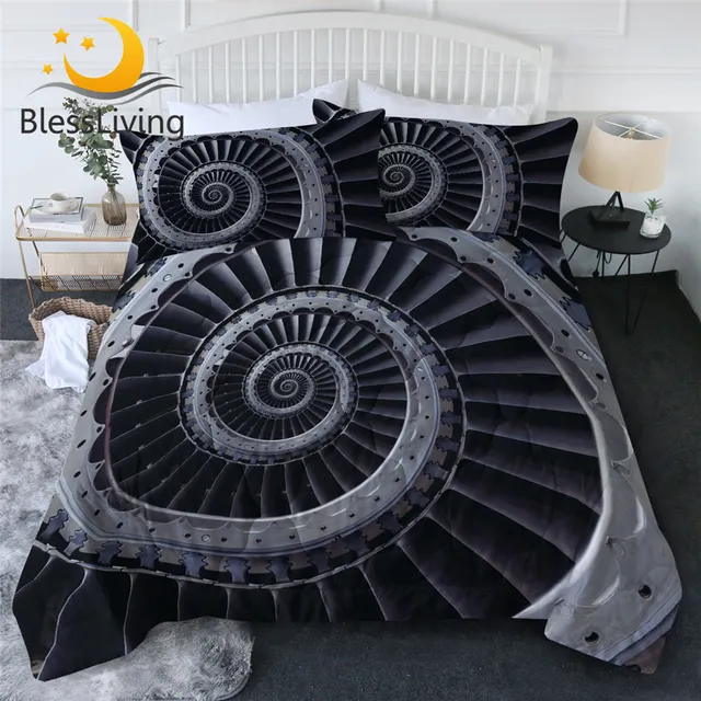 BlessLiving Turbine Blade Cool Blanket Volution 3d Air-conditioning Duvet for Boys Twin Size Bedspreads Soft Mechanical Bed Set 1
