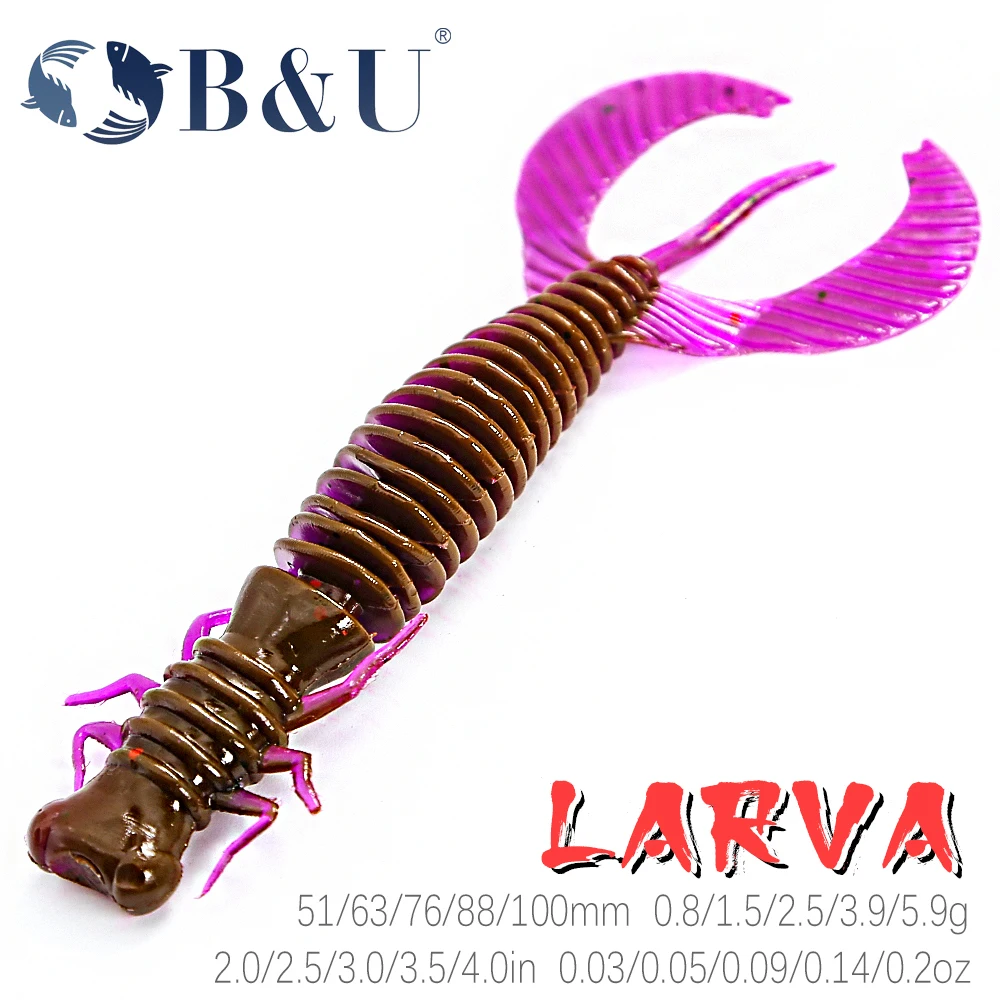 Искусственная приманка B &amp U Мягкая из силикона 51/63/76/88/100 мм для ловли окуня