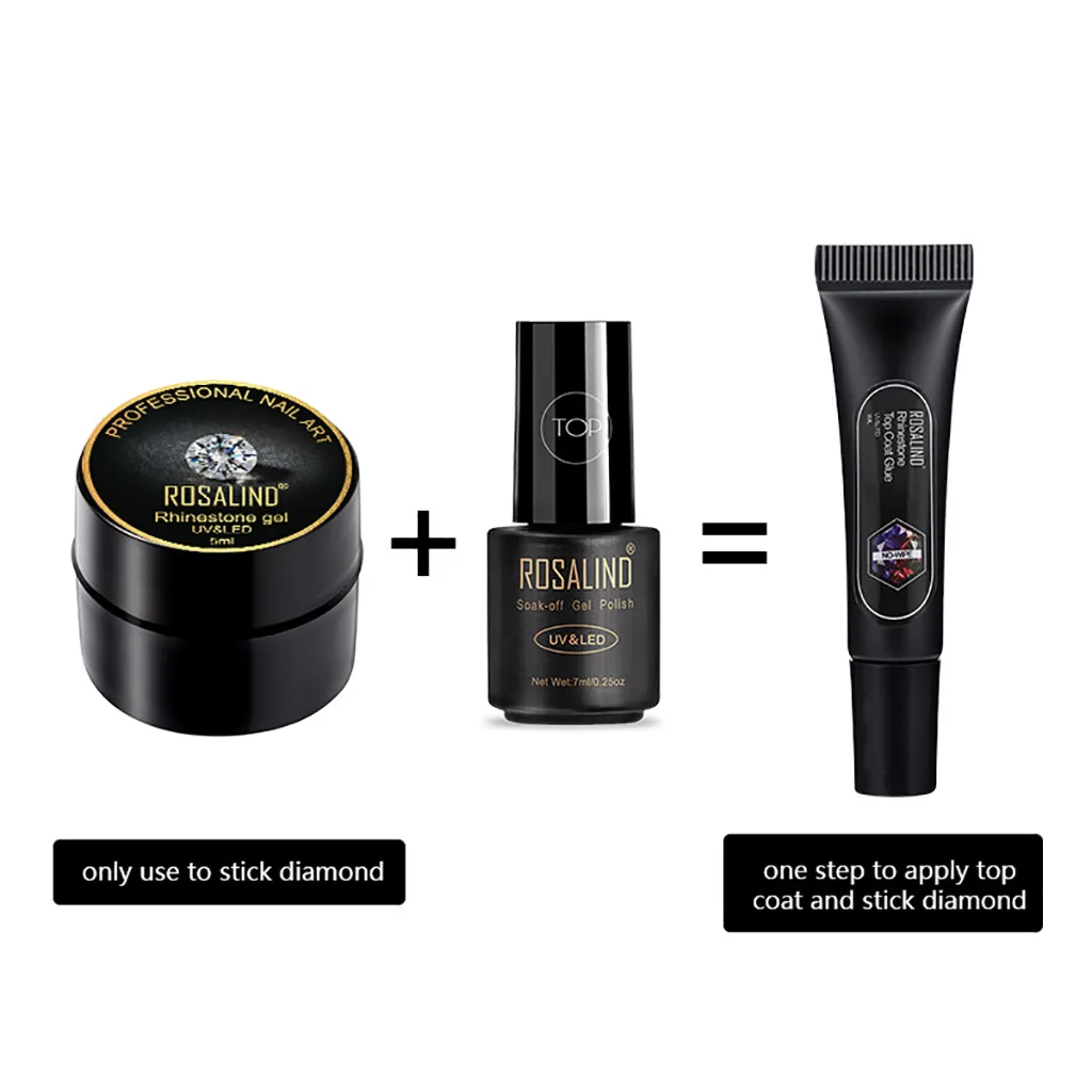 Гель лак для ногтей ROSALIND 8 мл без вытирания очистки глянцевый верхний гель стразы