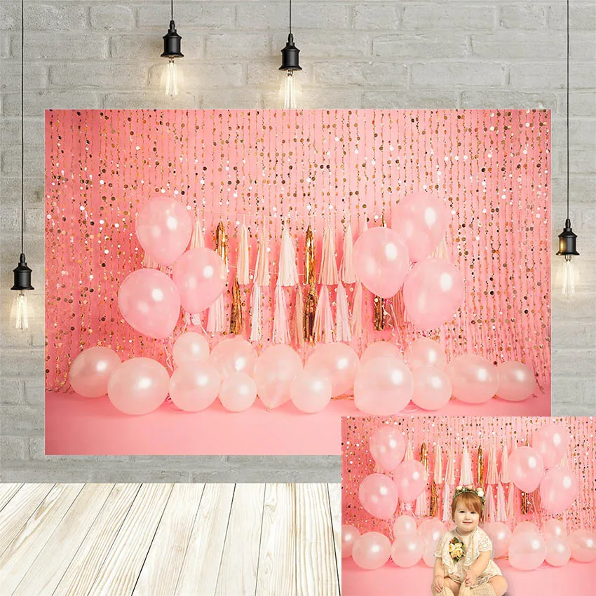 

Фон Mehofond для фотосъемки в честь первого дня рождения девочки с розовыми воздушными шарами