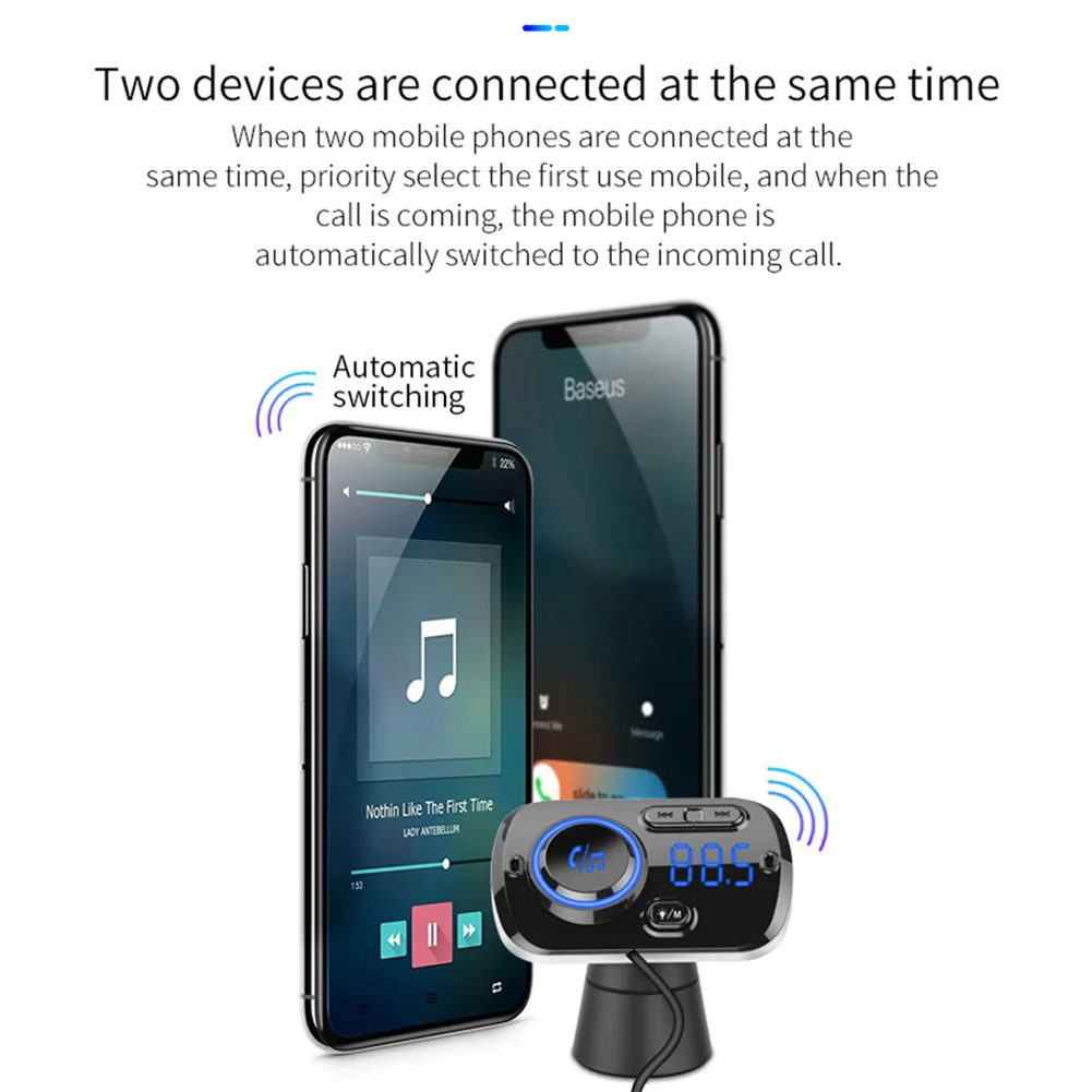

FM Transmitter MP3 Player BC49BQ Bluetooth Car Handsfree Dual USB Charger for Unique Parts Portable Car Ornaments
