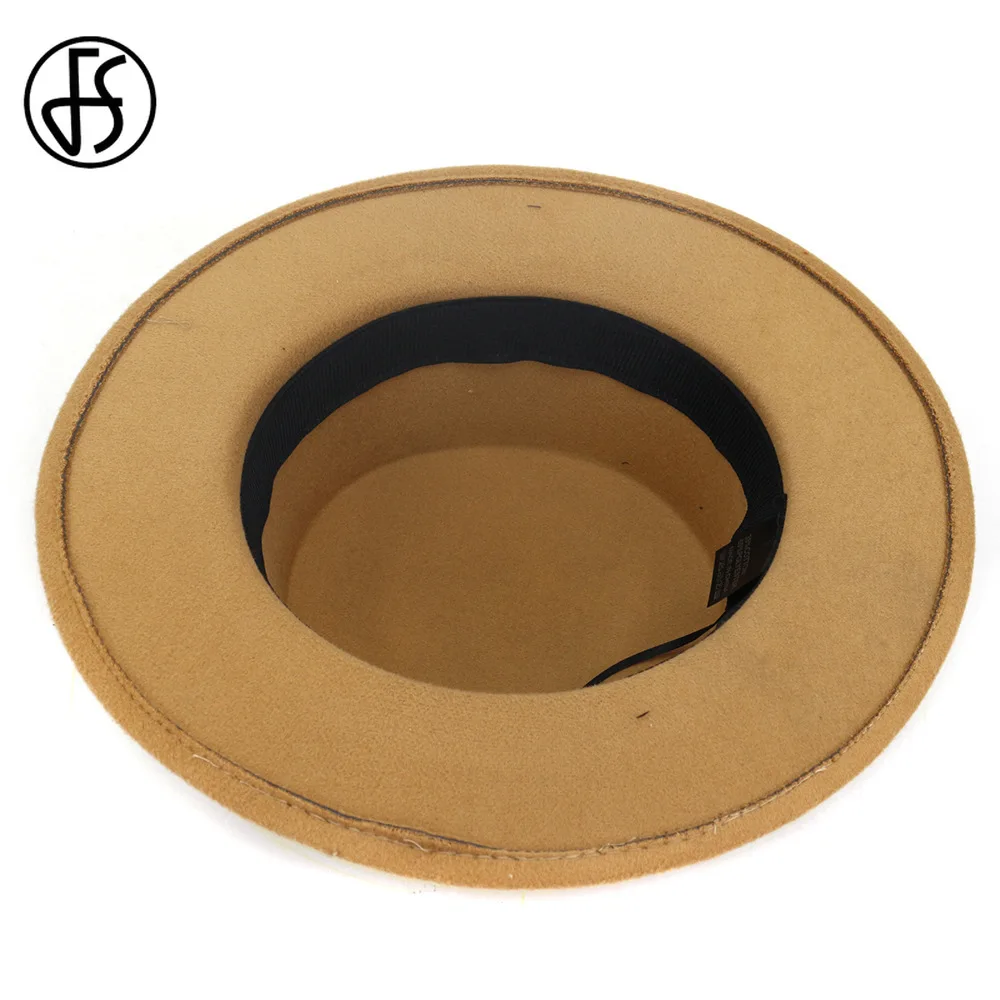 Женская/Мужская шерстяная фетровая шляпа FS элегантная с лентой и широкими полями