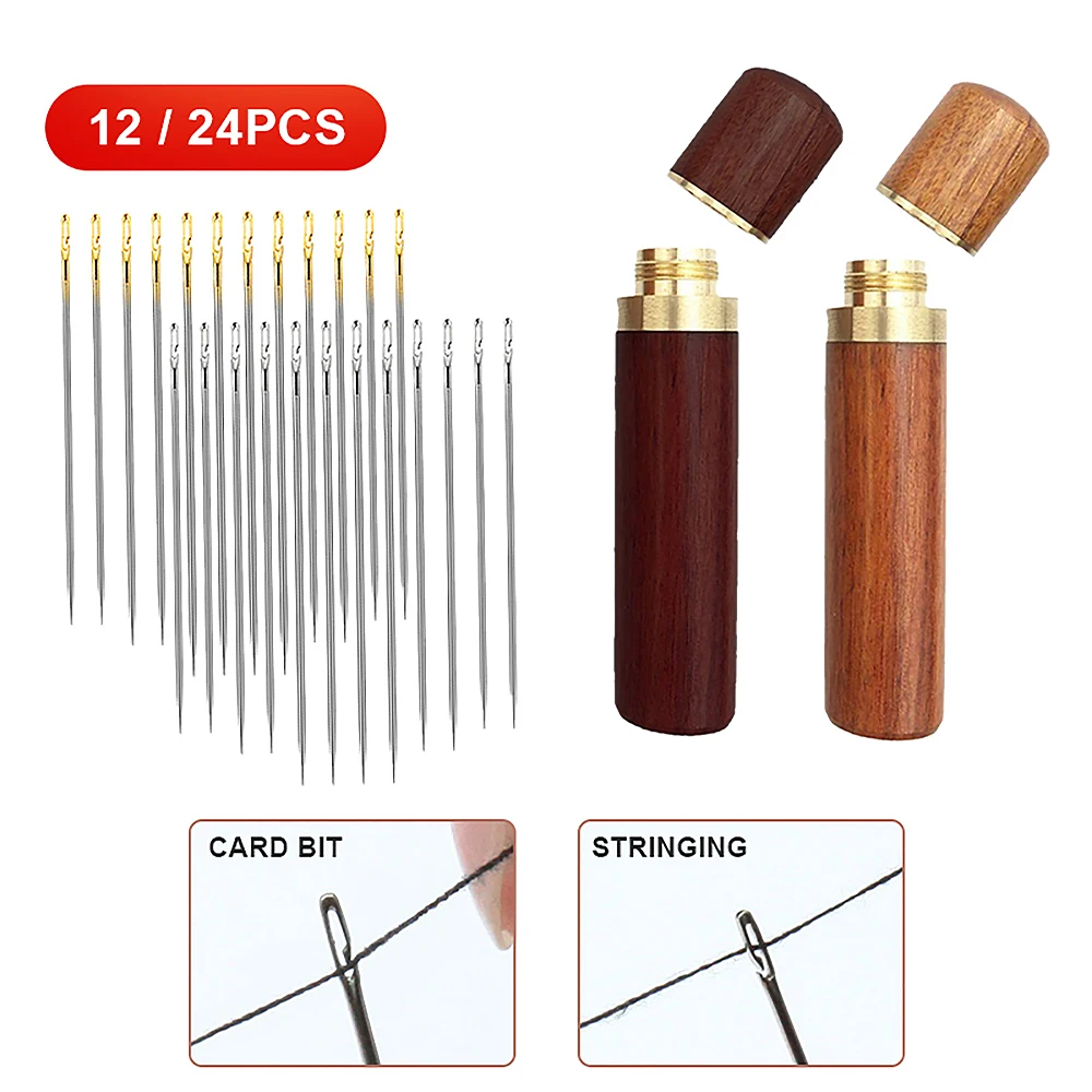 

12/24pcs Blind Needle Elderly Needle-Side Hole Hand Household Sewing Stainless Steel Sewing Needless Threading Clothes Sewing