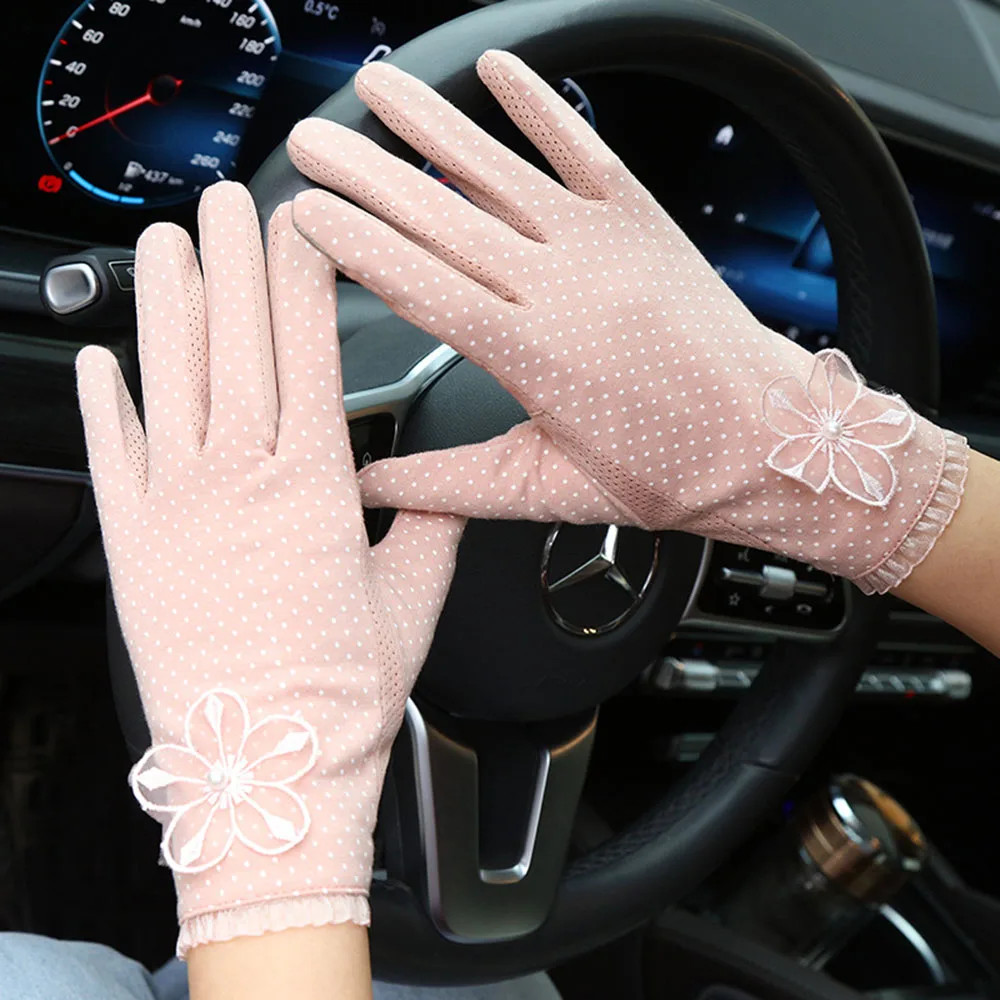 

NEW Fashion Sun UV Protection Women Lace Flowers Gloves Short Thin Outdoor Driving Cycling Adult Handwear Motocycle Breathable