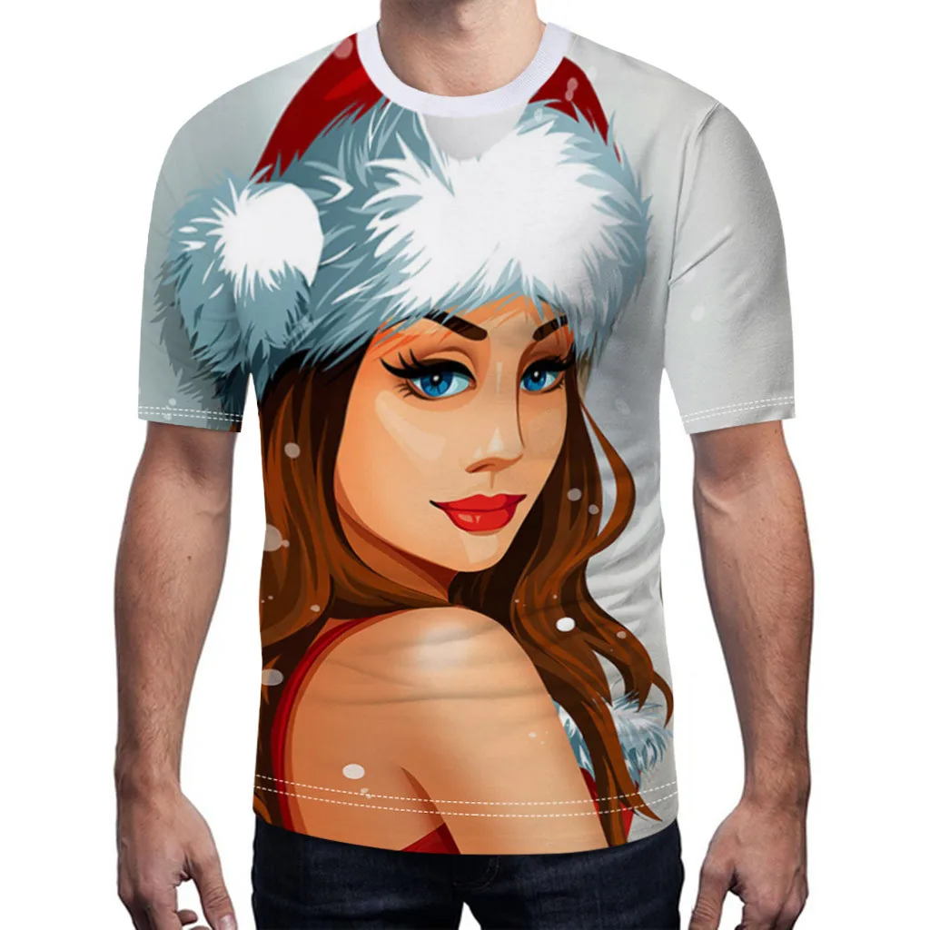 Футболка с мультяшным рисунком Рождественская футболка Мужская сексуальная