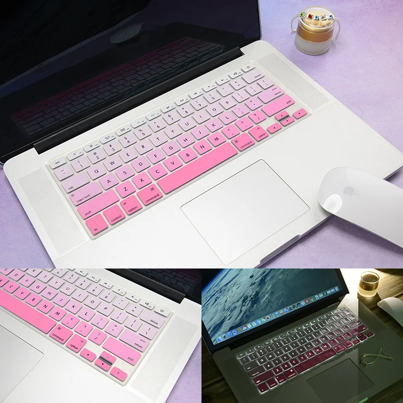 us pink Силиконовый чехол для клавиатуры для ноутбука США для MacBook Air retina Pro 13 15 17 дюйм чехол для клавиатуры наклейка клавиатуры A1369 A1466 A1502 - Цвет: us pink