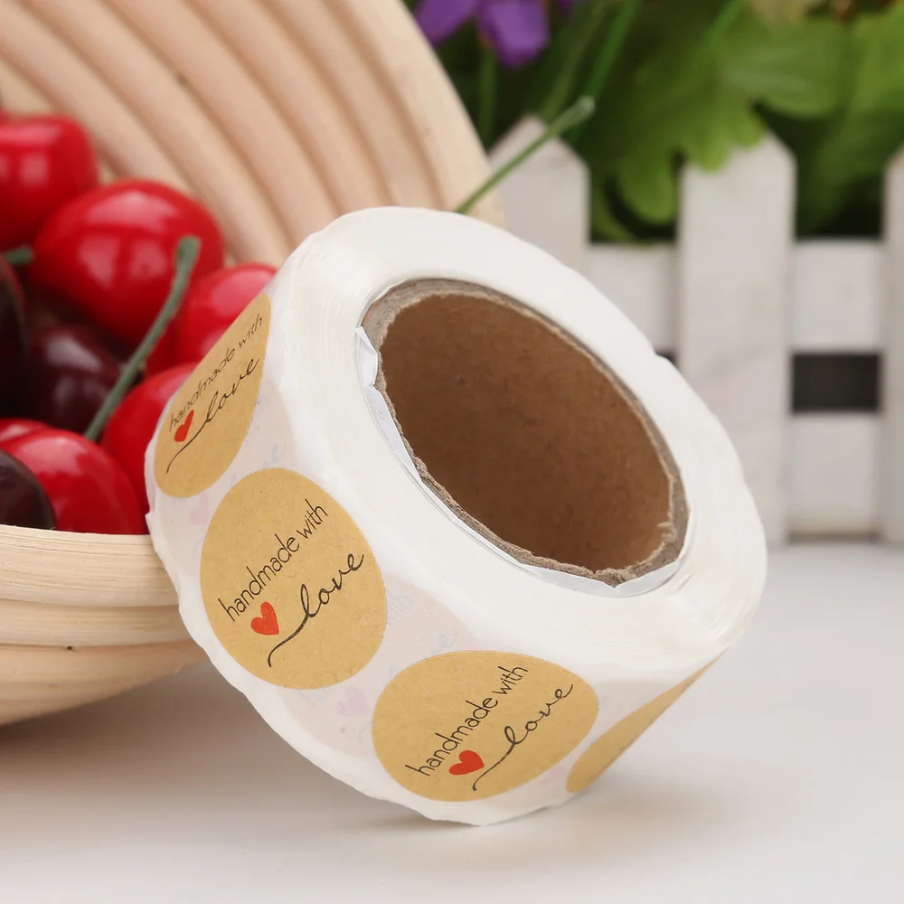 500 шт круглые натуральные наклейки ручной работы с любовью и благодарностью для