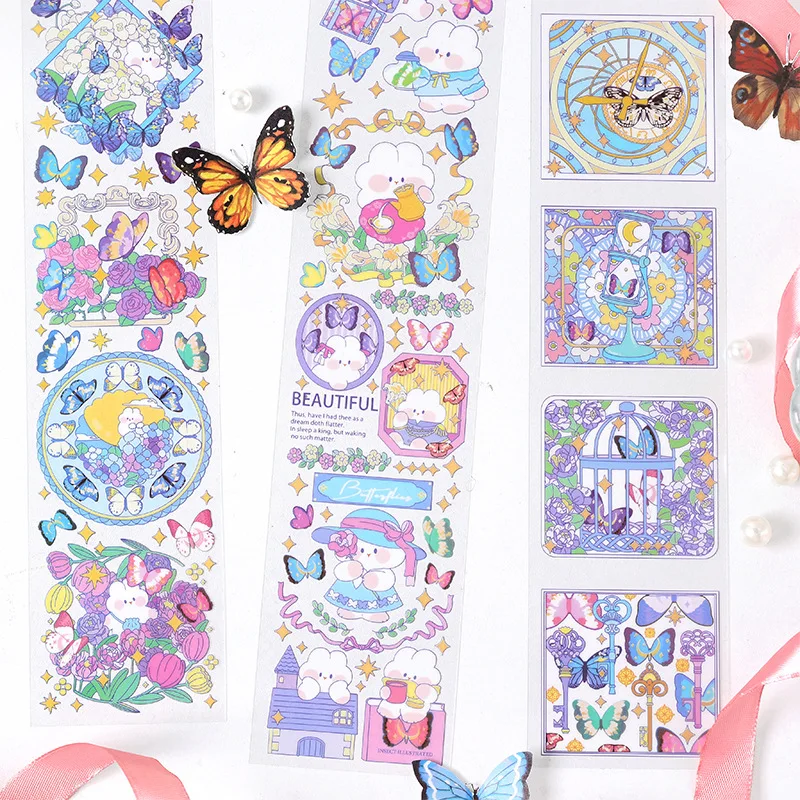 

BULA 1 Sheet PET Creative Cute Cartoon Butterfly Masking Tape for Scrapbooking Journal DIY Material Kids Girls Planners