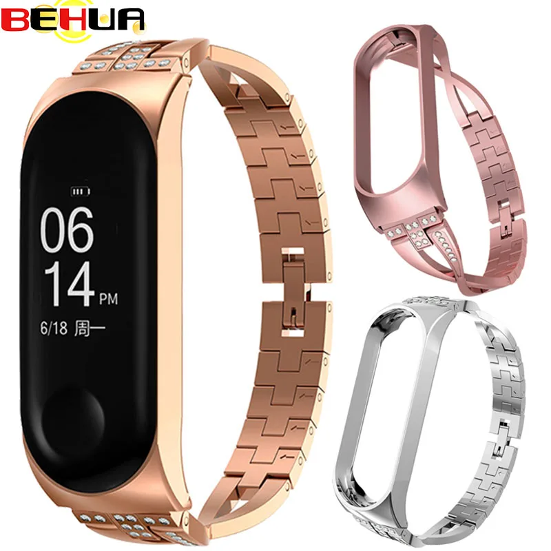 

BEHUA металлический ремешок для Xiaomi Miband Mi Band 5 6 Безвинтовой смарт-браслет с корпусом из нержавеющей стали сменный ремешок