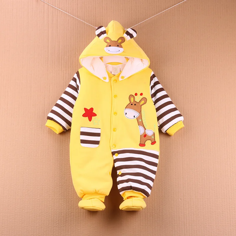 Winter Baby Romper For Newborn Girls Warm Thick Toddler Baby Jumpsuit Overalls Cute Baby Boy Rompers Infant Clothing 3-12M