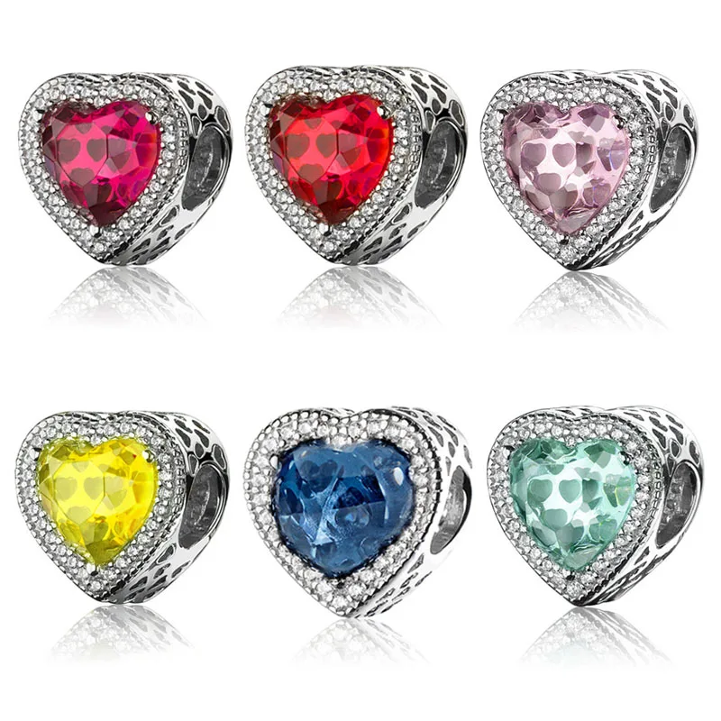 

Authentic 925 Sterling Silver Dazzling Radiant Heart Shape Charm Fit Pan Bracelet For Women Diy Jewelry Bead
