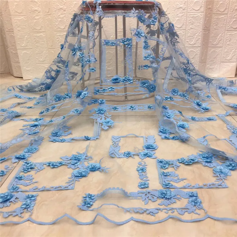 2020 африканская кружевная ткань высокого качества французский Тюль 3D цветок