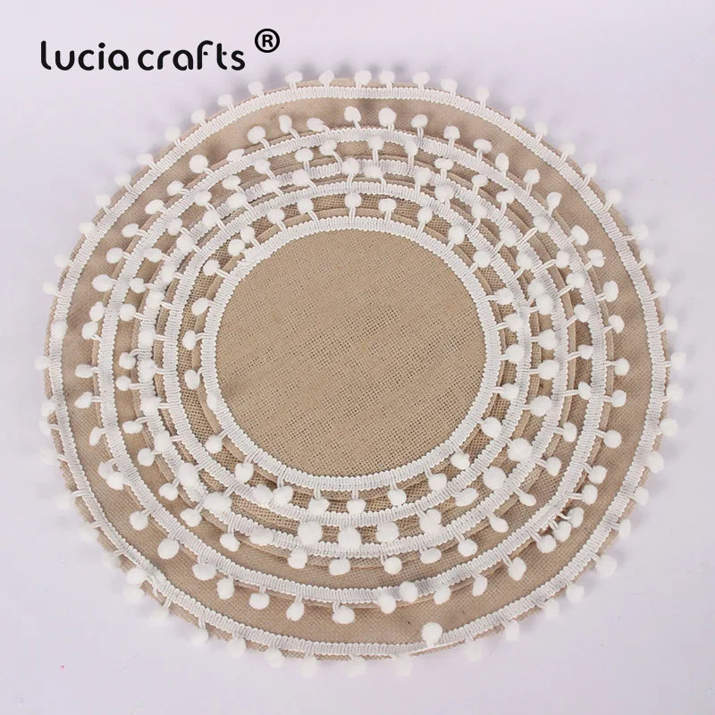 Распродажа! 5 шт./лот круглый коврик для стола из льна с отделкой помпоном