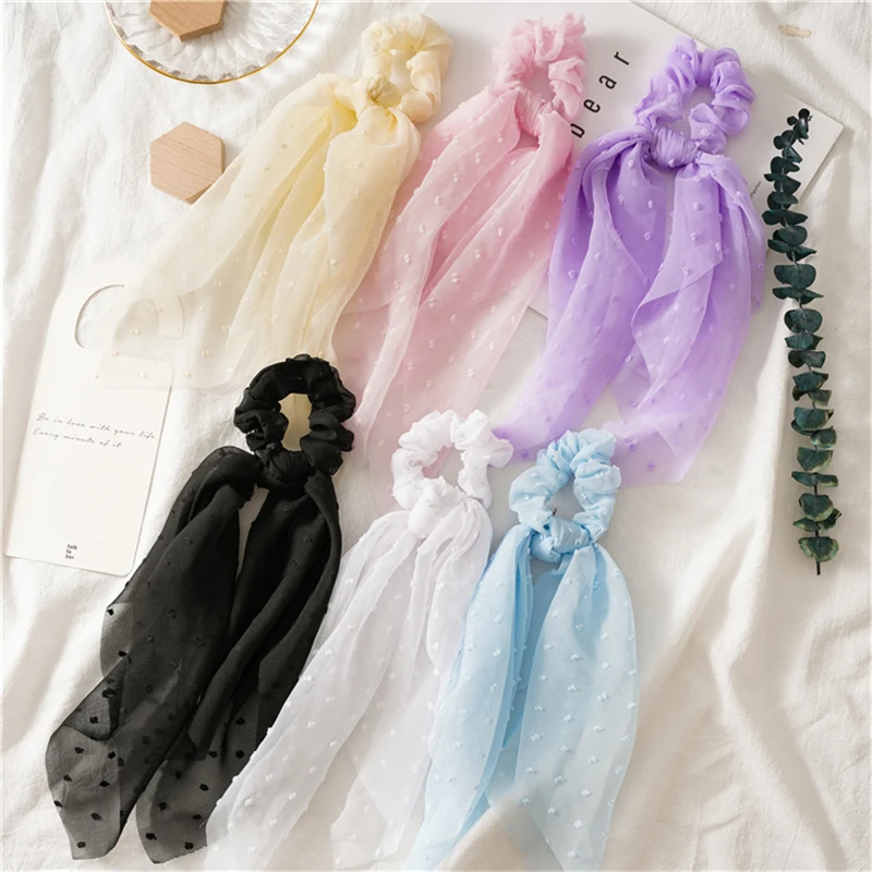

Cute Seersucker Large Ribbon Hair Ring Thin Section Border Spring And Summer Color Solid Intestine Fashion Headbands